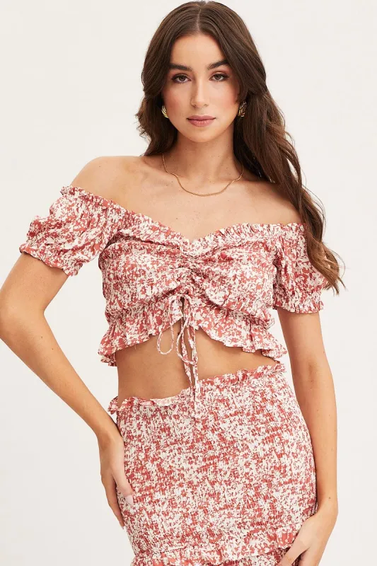 Print Crop Top Short Sleeve Tie Up sold by Ally Fashion