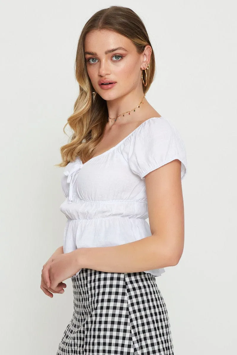 White Peplum Blouse Short Sleeve sold by Ally Fashion product image thumbnail 4