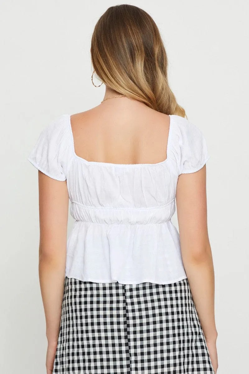 White Peplum Blouse Short Sleeve sold by Ally Fashion product image thumbnail 5