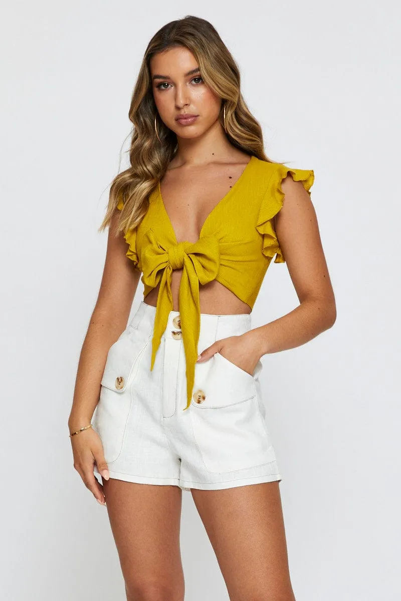 White Light Must Singlet Sleeveless Tie Up Crop sold by Ally Fashion