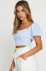 Blue Crop Top Short Sleeve Tie Up sold by Ally Fashion