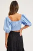 Blue Crop Top Short Sleeve Square Neck sold by Ally Fashion