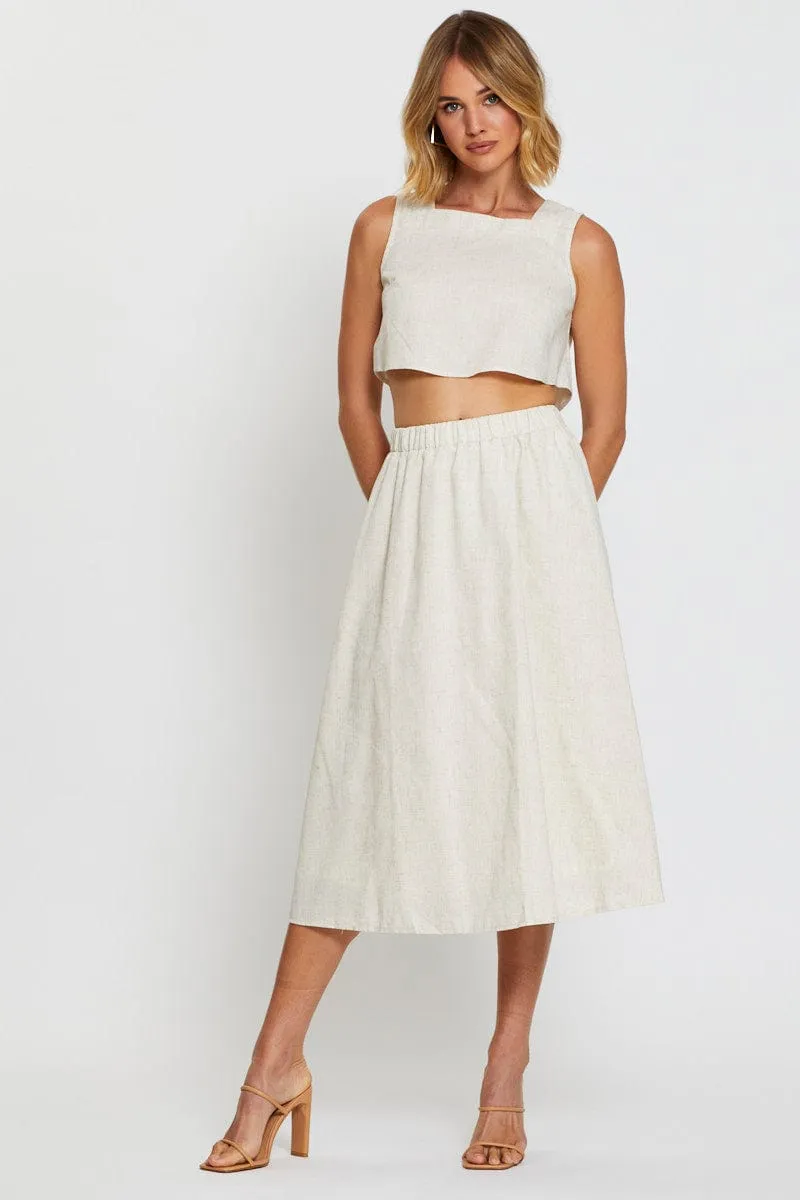 Beige Singlet Top Sleeveless Crop Linen sold by Ally Fashion product image thumbnail 2