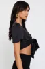 Black Crop Bolero Short Sleeve Tie Up sold by Ally Fashion