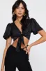 Black Crop Bolero Short Sleeve Tie Up sold by Ally Fashion