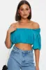 Blue Crop Top Short Sleeve Satin sold by Ally Fashion