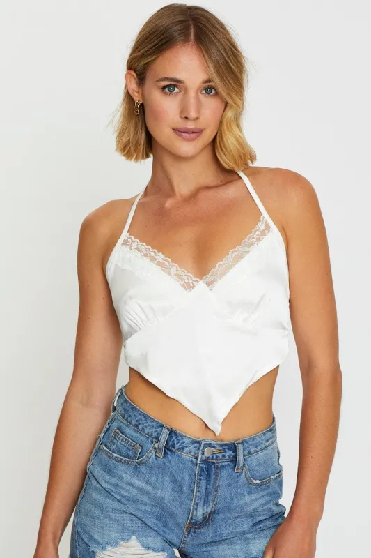 White Scarf Top Halter Crop sold by Ally Fashion