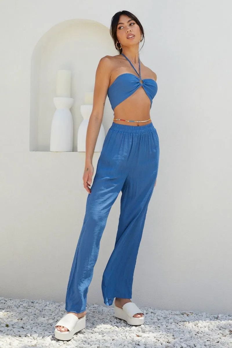 Blue Halter Bralette Crop sold by Ally Fashion product image thumbnail 3