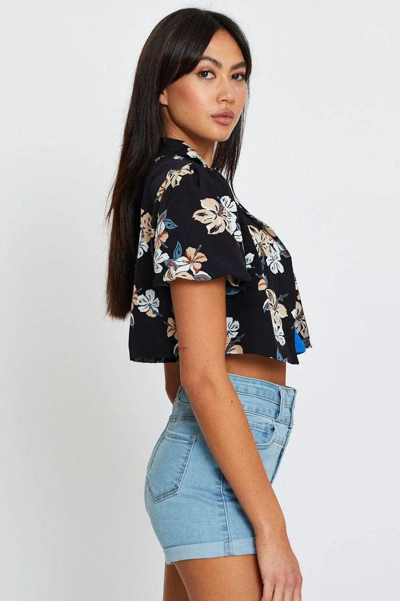 Print Relaxed Shirts Short Sleeve Crop sold by Ally Fashion product image thumbnail 5