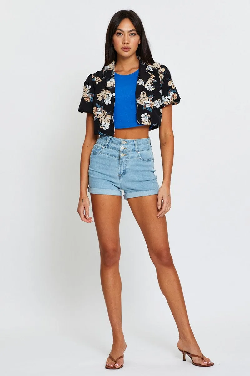 Print Relaxed Shirts Short Sleeve Crop sold by Ally Fashion product image thumbnail 2