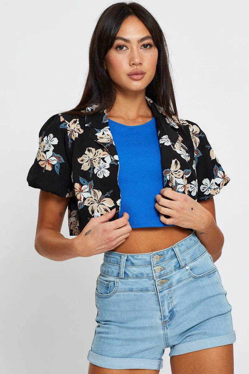 Print Relaxed Shirts Short Sleeve Crop sold by Ally Fashion product image thumbnail 3
