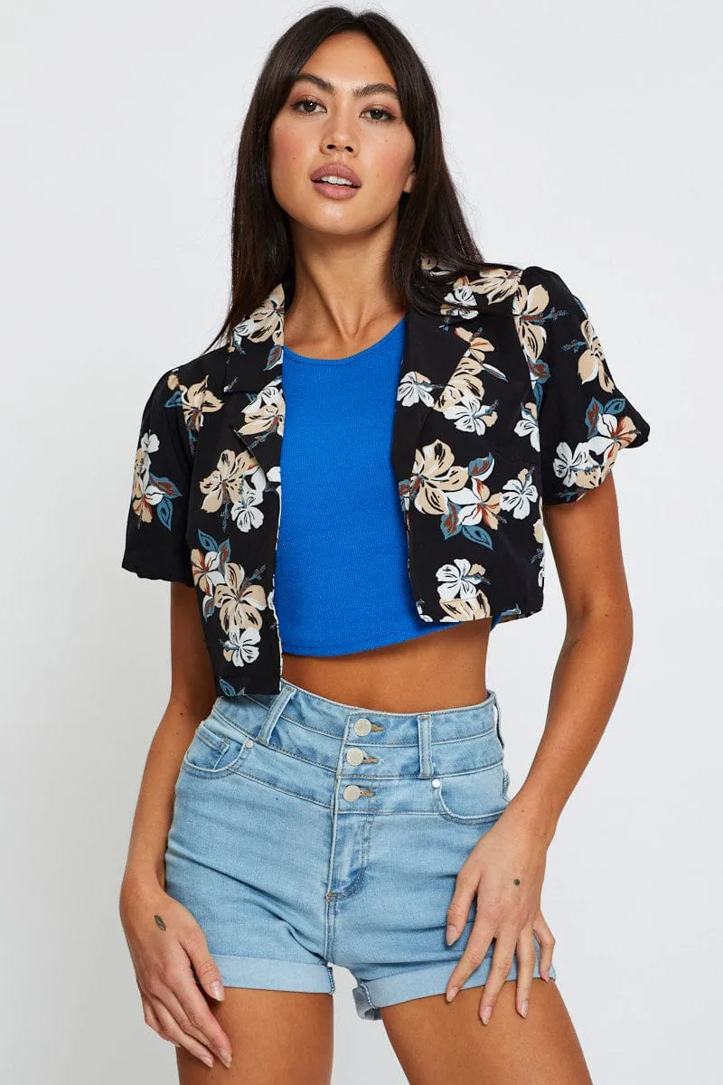 Print Relaxed Shirts Short Sleeve Crop sold by Ally Fashion