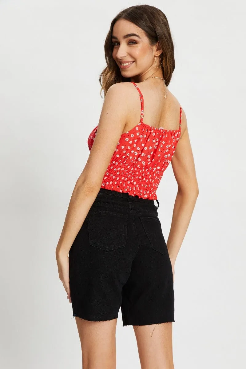 Print Waist Shirred Ruched Singlet Top sold by Ally Fashion product image thumbnail 3