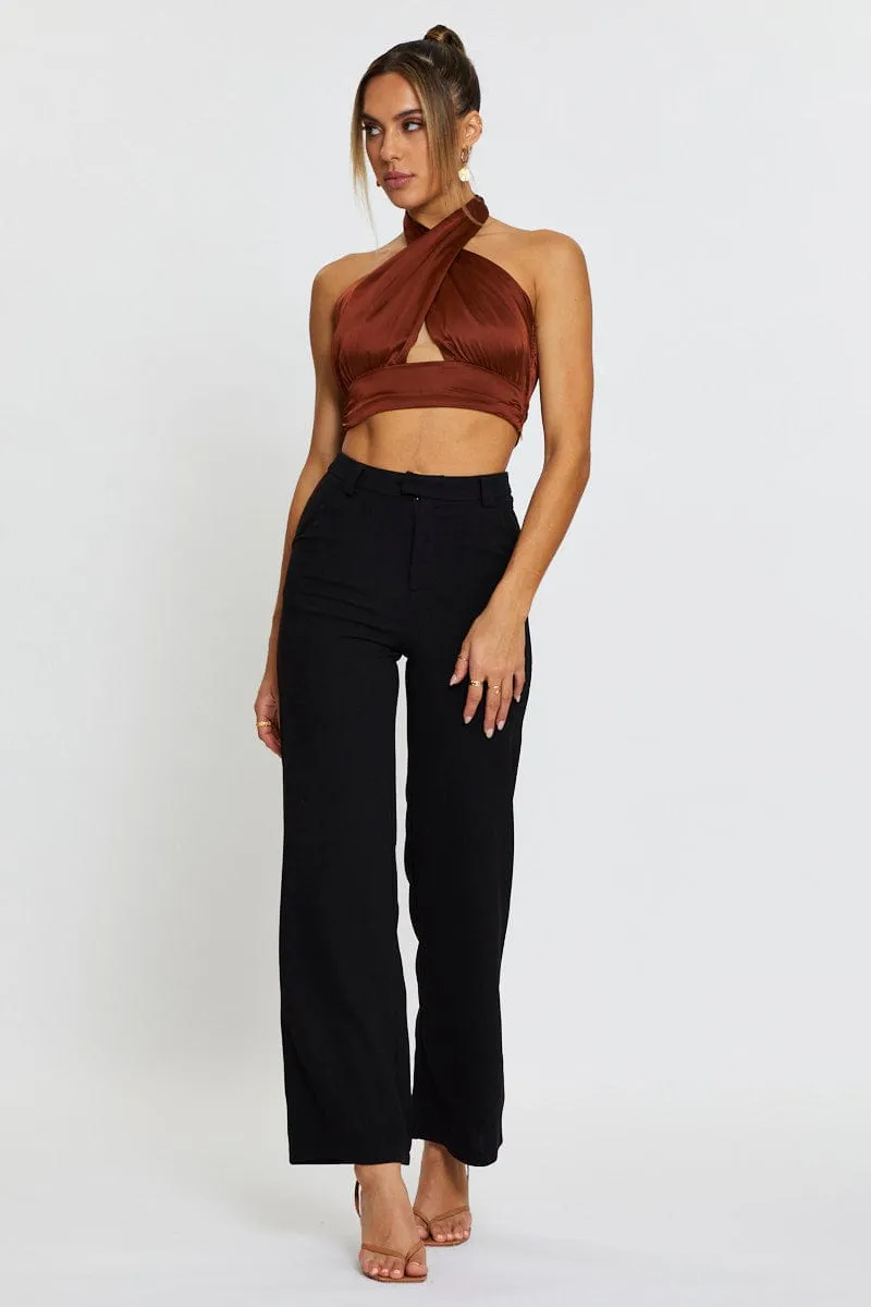 Brown Halter Top Crop sold by Ally Fashion product image thumbnail 3