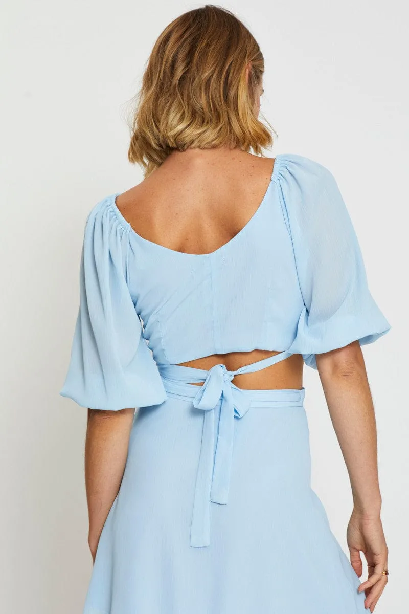 Blue Wrap Top Off Shoulder Crop sold by Ally Fashion product image thumbnail 5