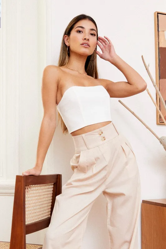 White Boning Detail Bustier Top sold by Ally Fashion