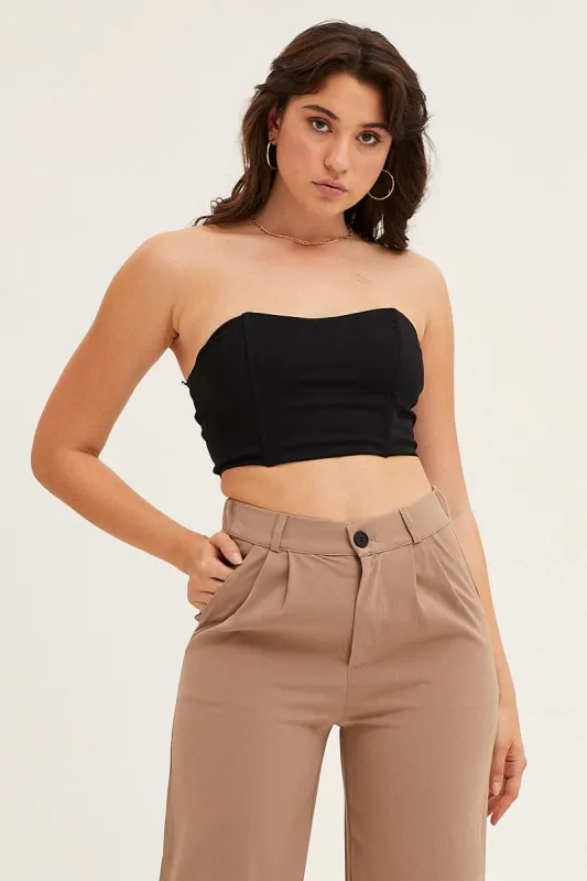 Black Boning Detail Bustier Top sold by Ally Fashion