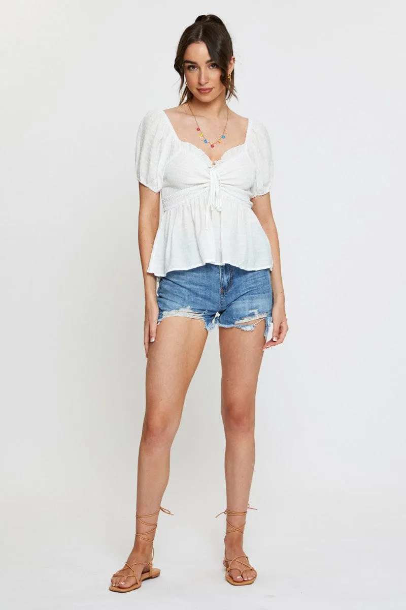White Peplum Top Short Sleeve sold by Ally Fashion product image thumbnail 2