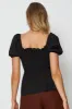 Black Peplum Top Short Sleeve sold by Ally Fashion