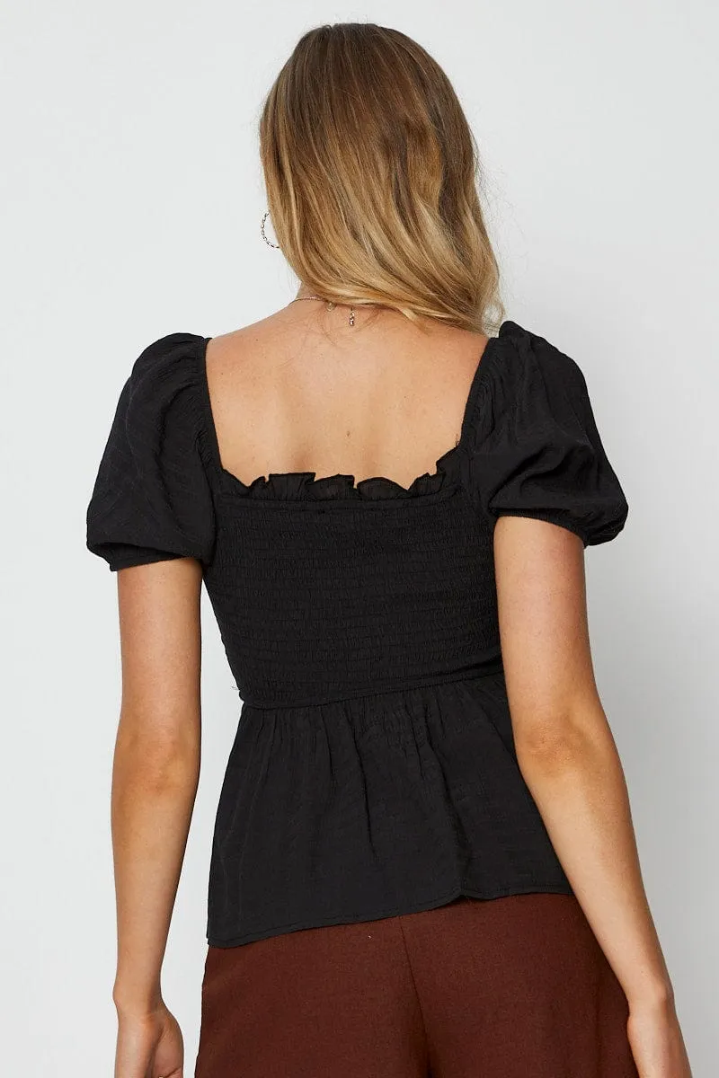 Black Peplum Top Short Sleeve sold by Ally Fashion product image thumbnail 5