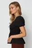 Black Peplum Top Short Sleeve sold by Ally Fashion