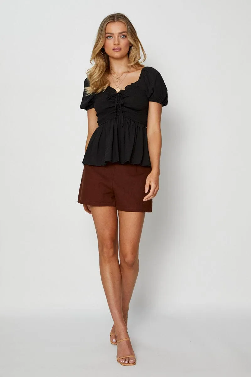 Black Peplum Top Short Sleeve sold by Ally Fashion product image thumbnail 2