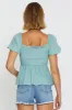 Green Peplum Top Short Sleeve sold by Ally Fashion