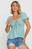 Green Peplum Top Short Sleeve sold by Ally Fashion