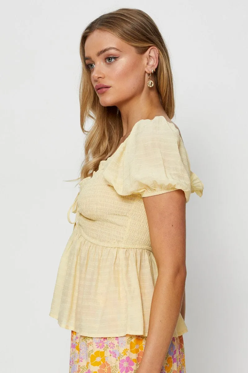 Yellow Peplum Top Short Sleeve sold by Ally Fashion product image thumbnail 4