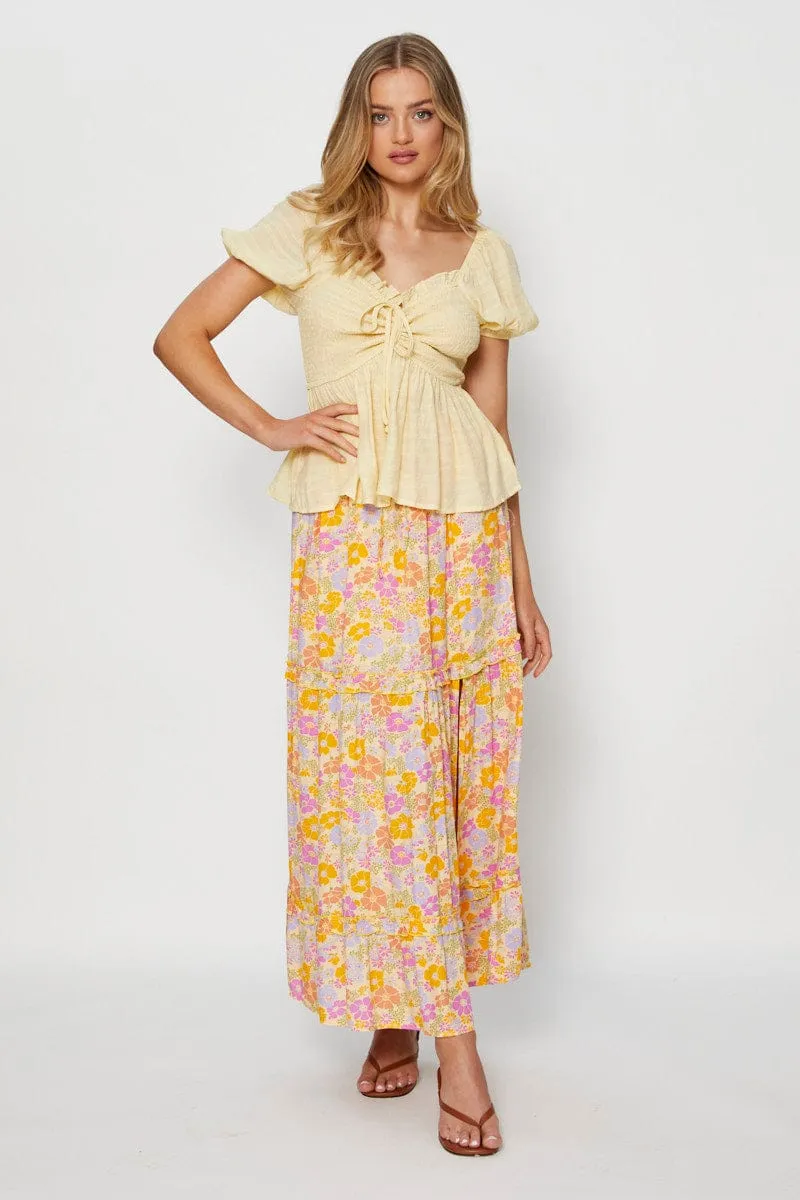 Yellow Peplum Top Short Sleeve sold by Ally Fashion product image thumbnail 2