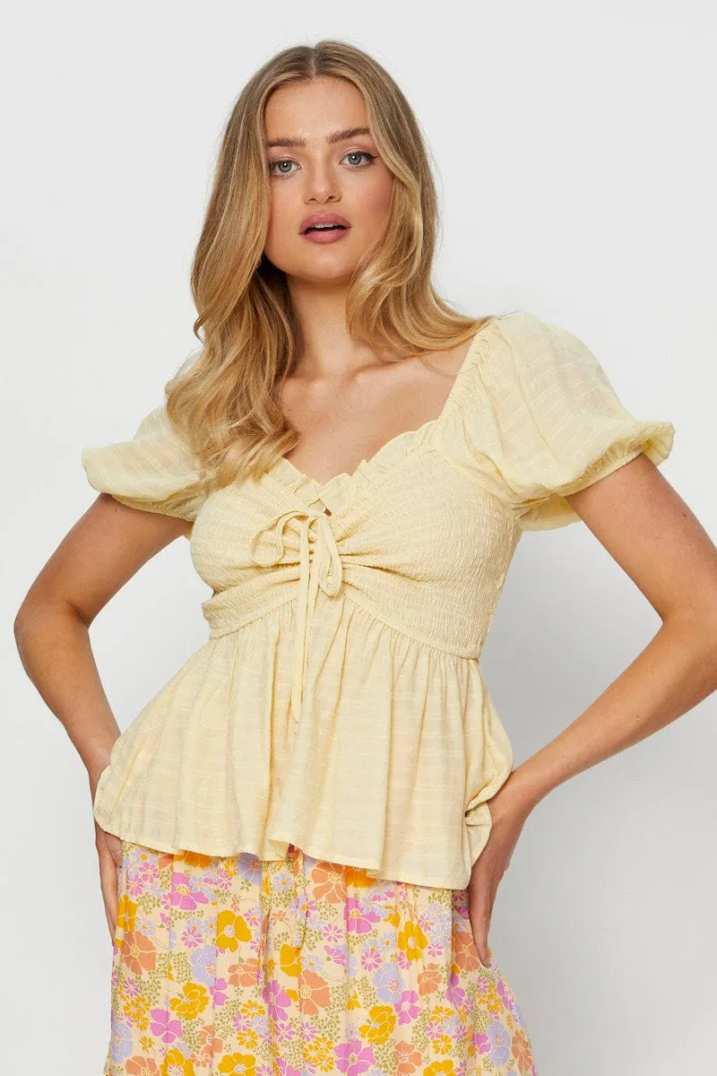 Yellow Peplum Top Short Sleeve sold by Ally Fashion product image thumbnail 3