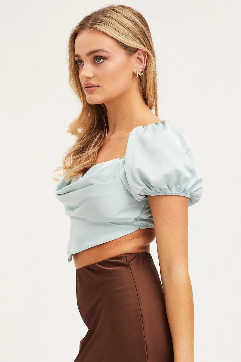 Green Scarf Top Short Sleeve Crop sold by Ally Fashion product image thumbnail 5