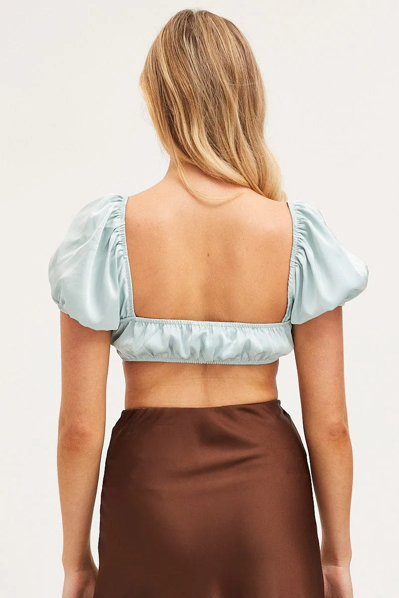 Green Scarf Top Short Sleeve Crop sold by Ally Fashion product image thumbnail 4