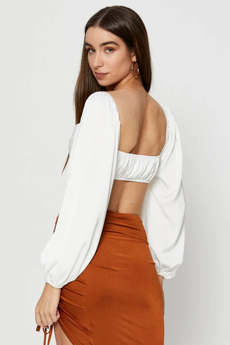 White Scarf Top Long Sleeve Crop sold by Ally Fashion product image thumbnail 5