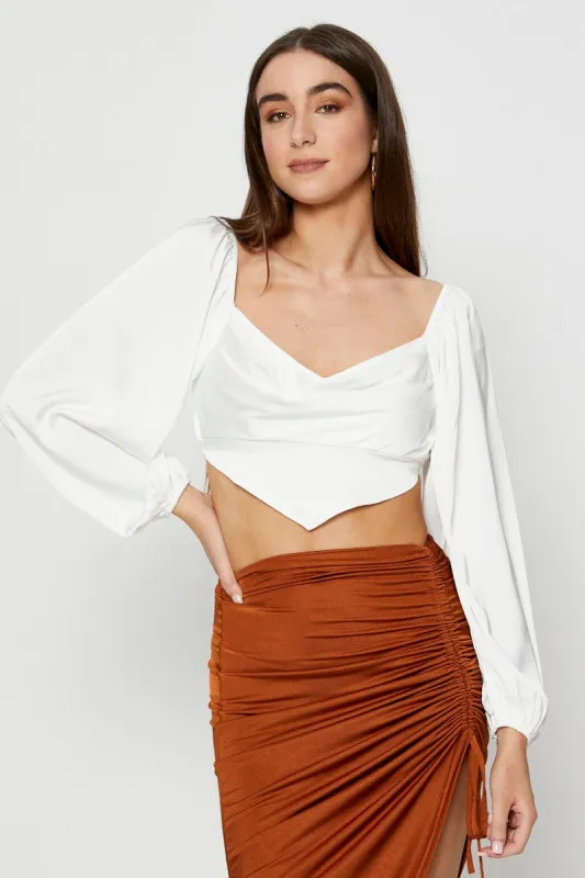 White Scarf Top Long Sleeve Crop sold by Ally Fashion