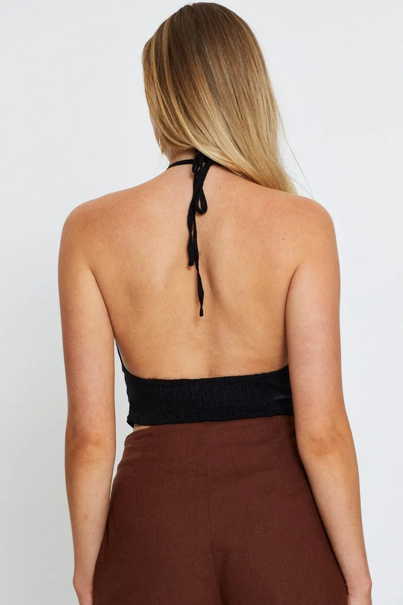 Black Crop Top Halter Tie Up sold by Ally Fashion product image thumbnail 5