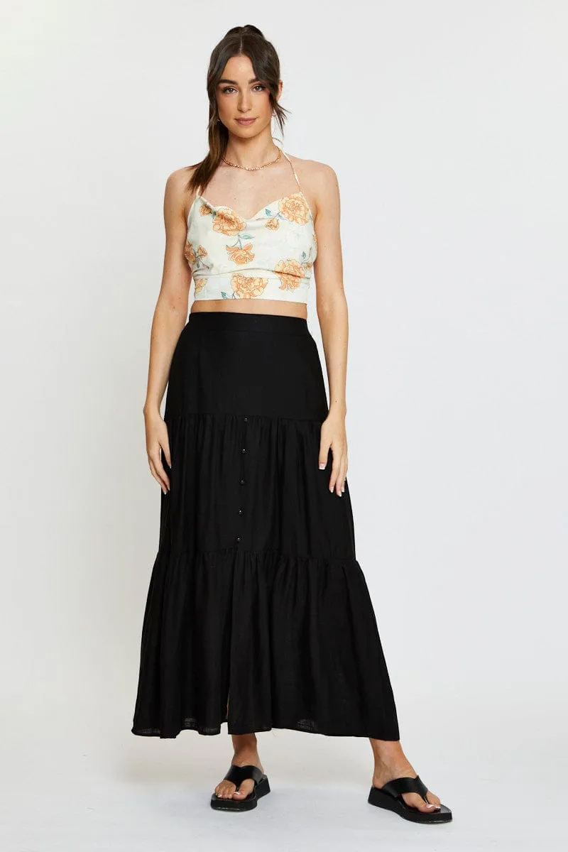 Print Crop Top Sleeveless Cowl Neck Satin sold by Ally Fashion product image thumbnail 3