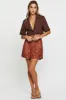 Brown Crop Shirts Short Sleeve Collared sold by Ally Fashion