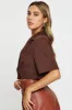 Brown Crop Shirts Short Sleeve Collared sold by Ally Fashion