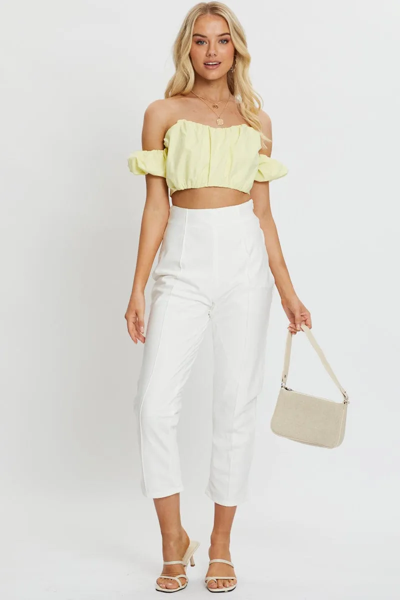 Yellow Crop Top Short Sleeve Off Shoulder sold by Ally Fashion product image thumbnail 4