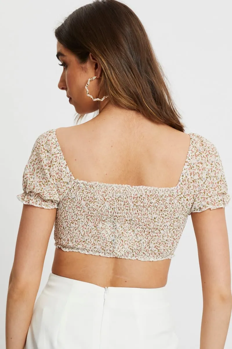 Print Rouching Crop Top sold by Ally Fashion product image thumbnail 3