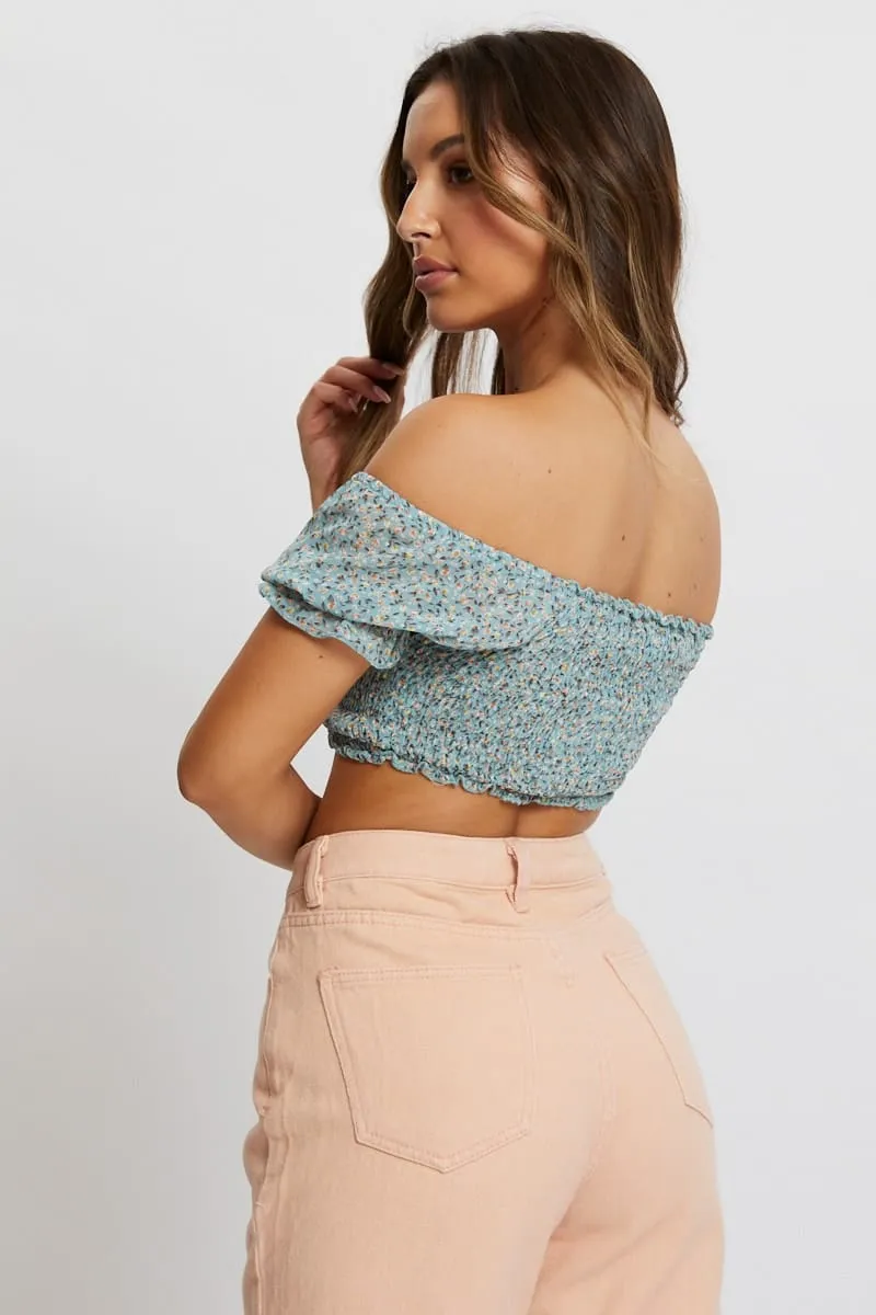 Print Rouching Crop Top sold by Ally Fashion product image thumbnail 3