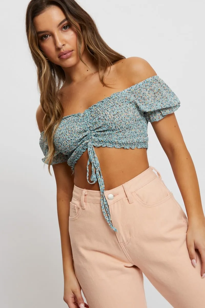Print Rouching Crop Top sold by Ally Fashion product image thumbnail 4