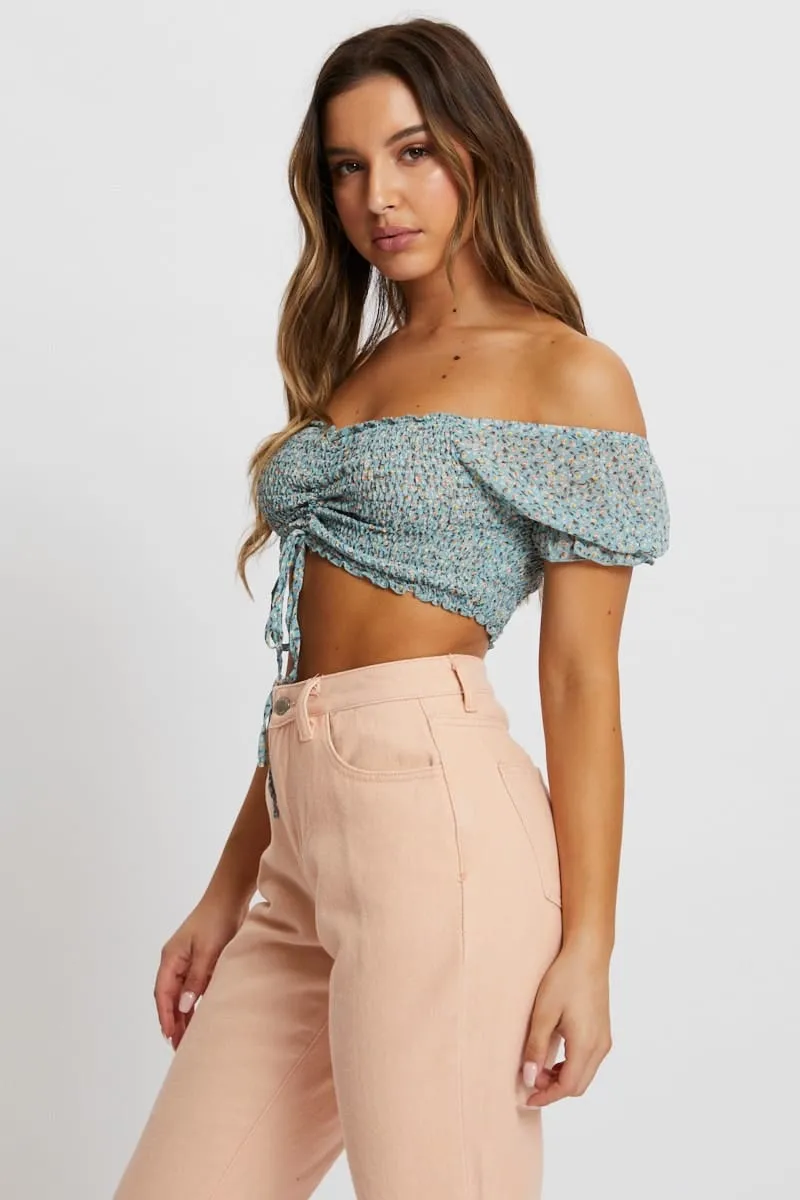 Print Rouching Crop Top sold by Ally Fashion product image thumbnail 2