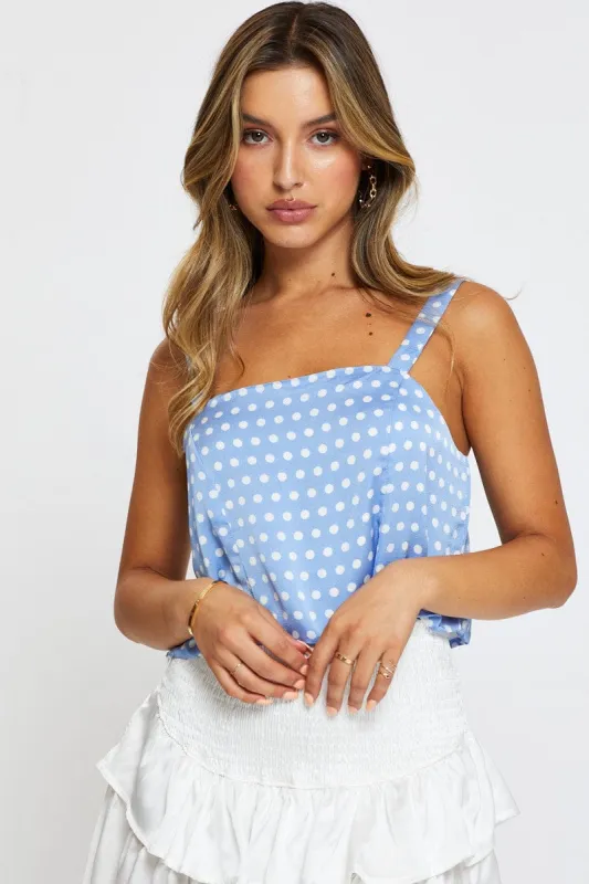 Polka Dot Singlet Top Square Neck Linen sold by Ally Fashion