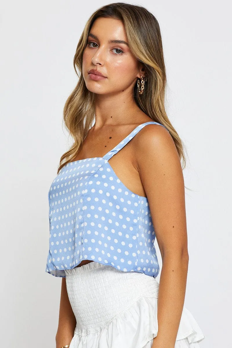 Polka Dot Singlet Top Square Neck Linen sold by Ally Fashion product image thumbnail 4