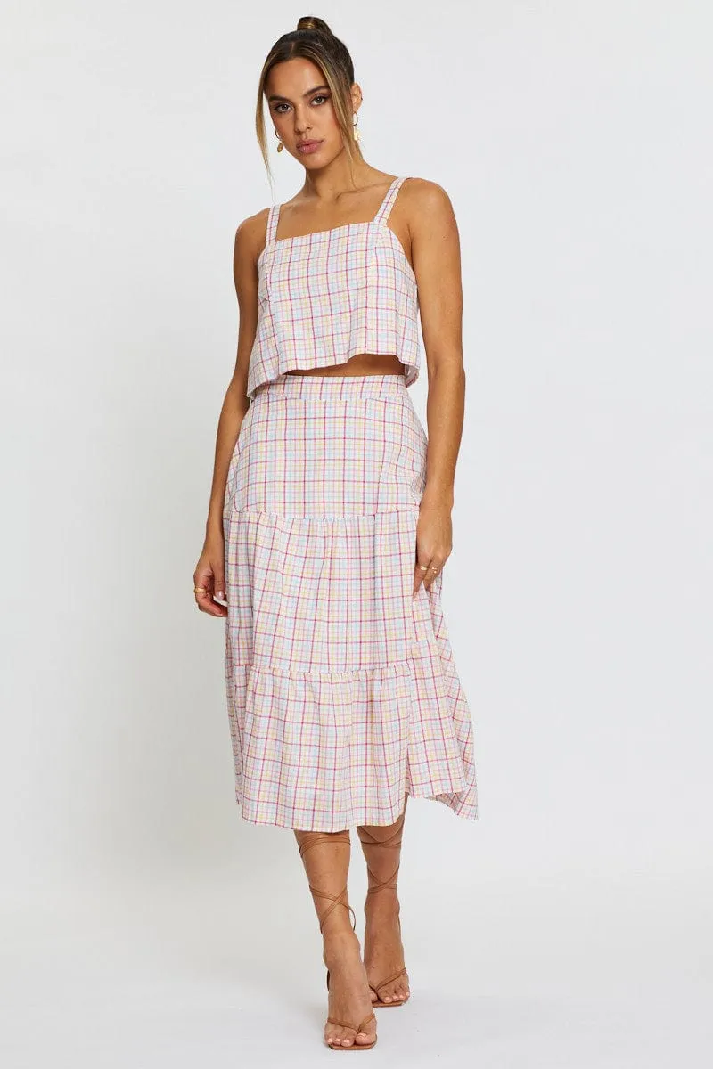 Blue Check Singlet Top Square Neck Linen sold by Ally Fashion product image thumbnail 2