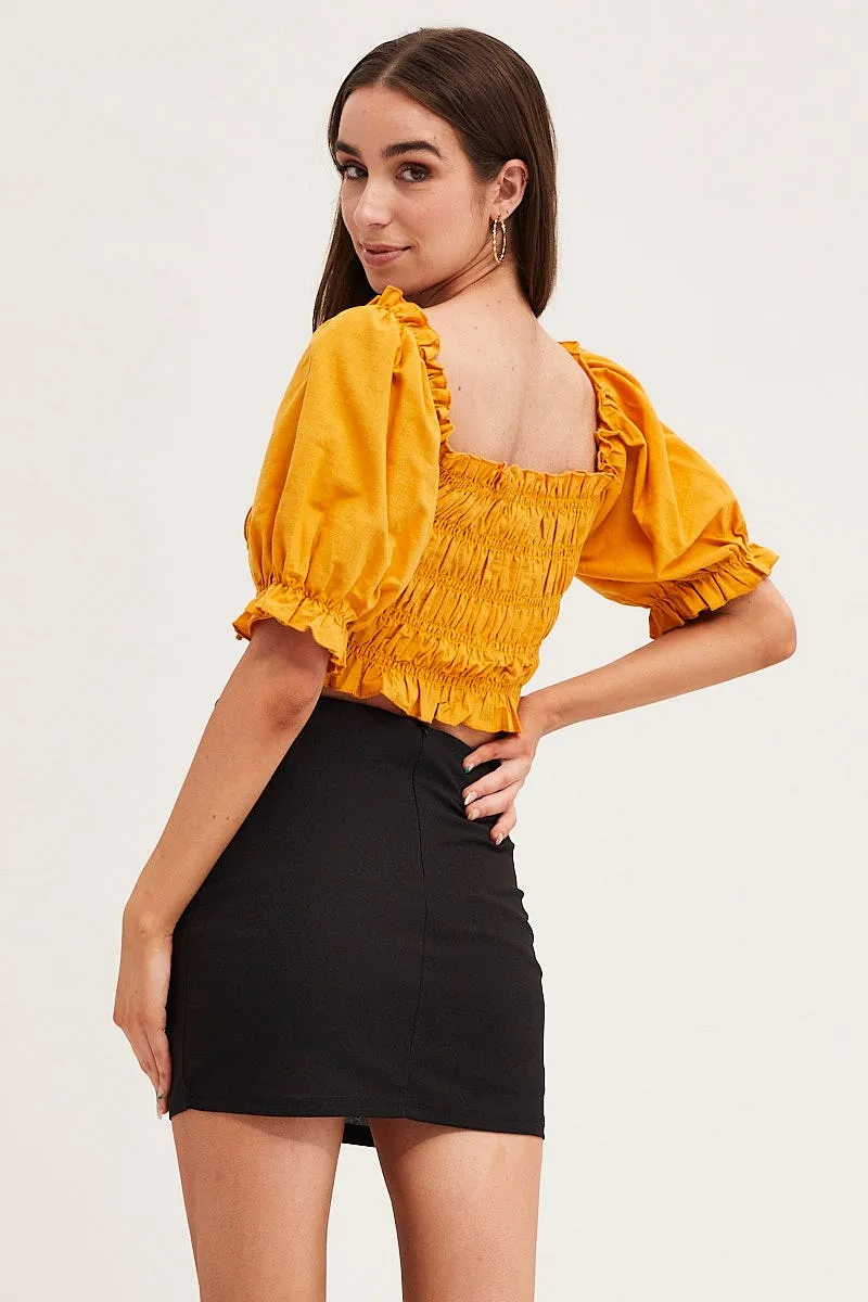 Orange Crop Top Short Sleeve Shirred sold by Ally Fashion product image thumbnail 4