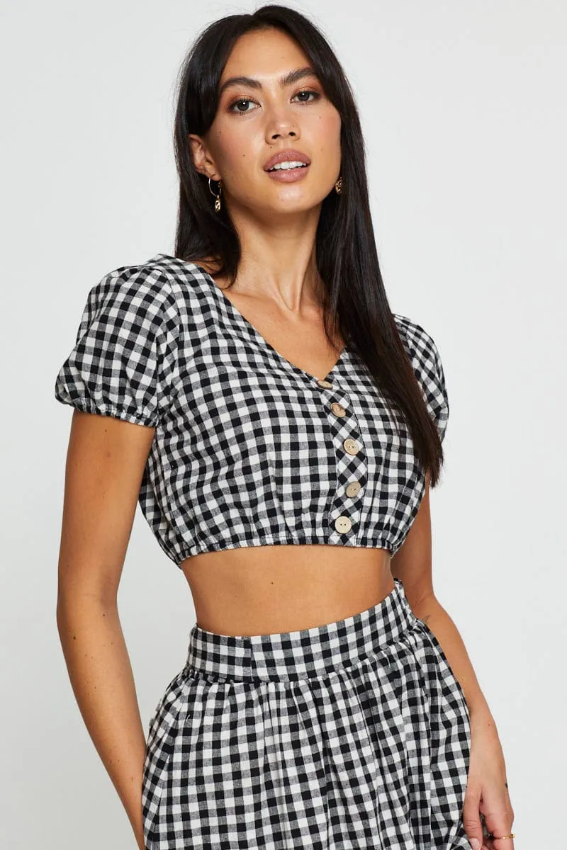 Check Crop Top Short Sleeve sold by Ally Fashion product image thumbnail 3
