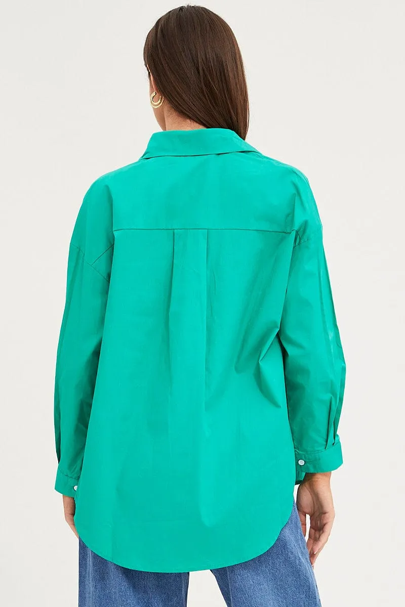Green Relaxed Shirts Long Sleeve Button Up sold by Ally Fashion product image thumbnail 5